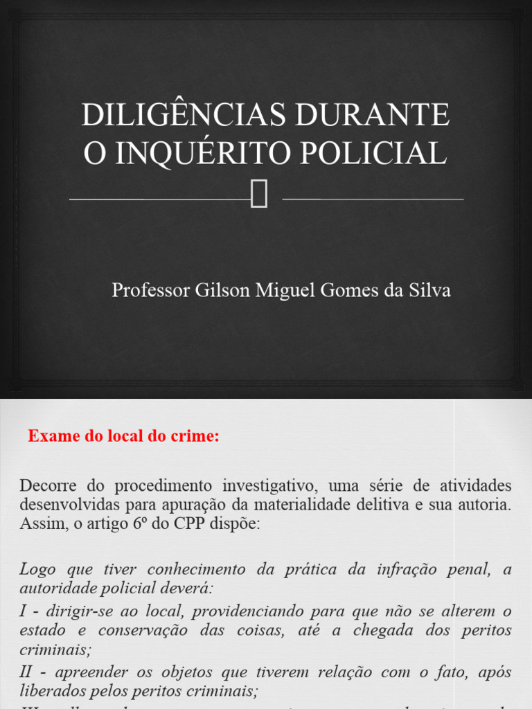 Diligências no Inquérito Policial | PDF | Sentença (jurídico) | Crimes