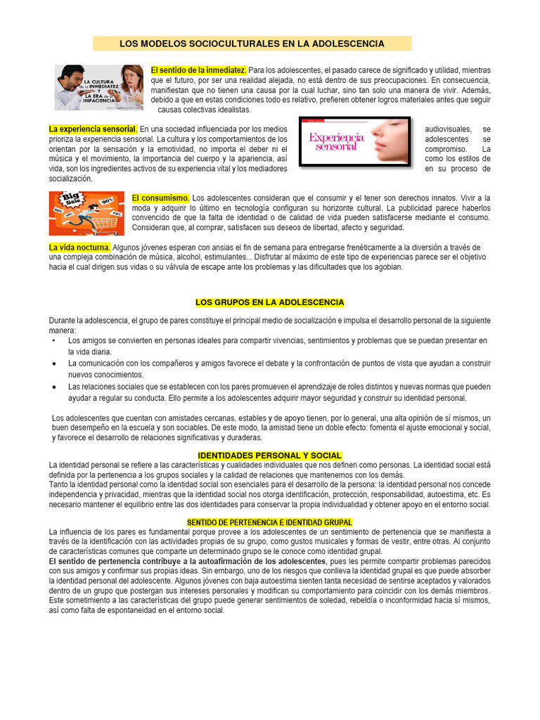 Inmediatez y Adolescencia: Un Análisis | PDF | Adolescencia | Experiencia