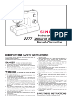 Singer 2277 Sewing Machine Instruction Manual