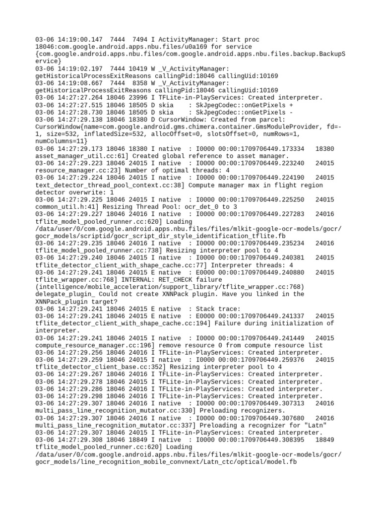 TFLite Interpreter Initialization Log | PDF | Software Development ...