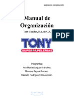 Manual de organización (Tony Tiendas S.A. de C.V.)