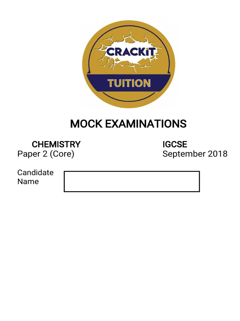 Chemistry paper 2 igcse pdf