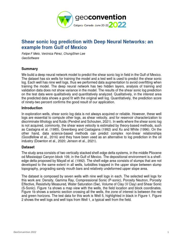 Shear Sonic Log Prediction Using DNN | PDF | Artificial Neural Network ...