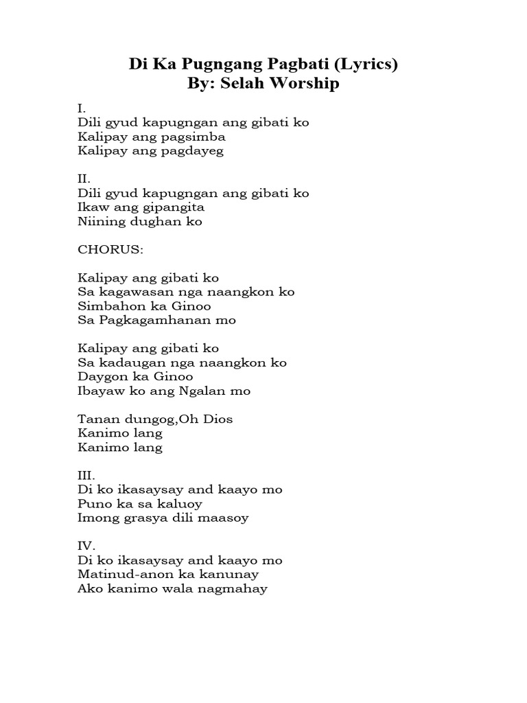 Di Ka Pugngang Pagbati LYRICS | PDF