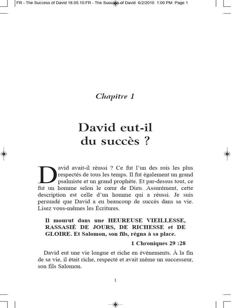 Secrets du succès de David | PDF | David | Livres de Samuel