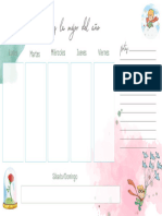 Organizador Gráfico Documento A4 Planer Semanal Orgánico Floral Acuarela Verde y Rosa