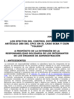 Los Efectos Del Control Difuso y Del Artículo 280 Del CPCC en El Caso Scba y CSJN "Toledo