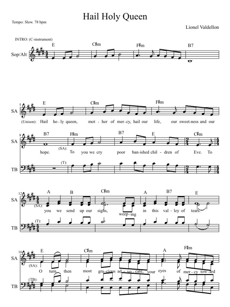Hail Holy Queen (SATB) | PDF | Christian Prayer | Catholic Liturgy