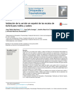 Ortopedia y Traumatología: Validación de La Versión en Espa Nol de Las Escalas de Oxford para Rodilla y Cadera