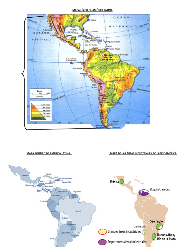 Mapa Físico De América Latina Para Imprimir