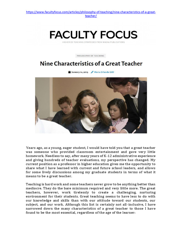 Nine Traits of a Great Teacher | PDF | Teachers | Learning