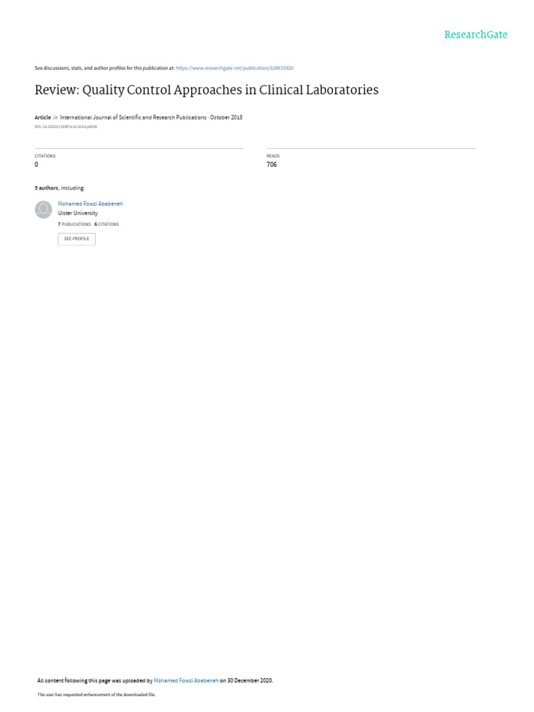 Quality Control in Clinical Labs | PDF | Verification And Validation ...