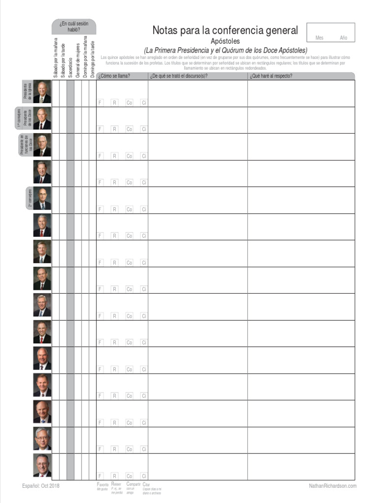 general-conference-notes-worksheet-SPANISH-2018Oct | PDF ...