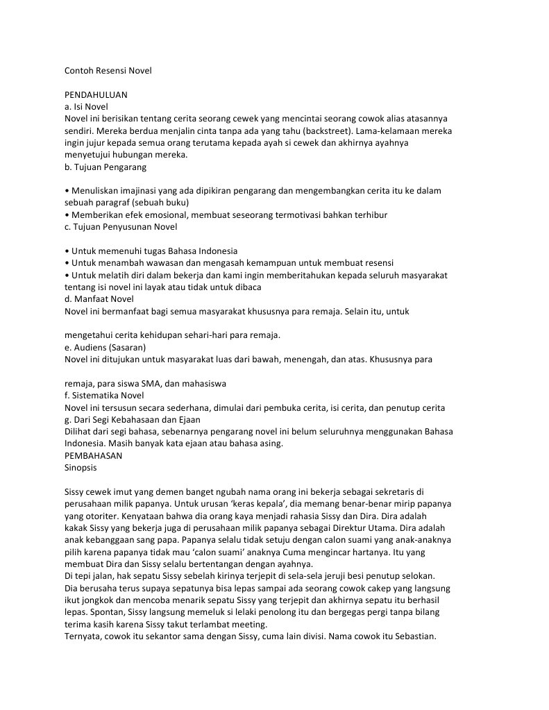 Contoh Resensi Novel