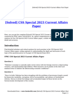 (Solved) CSS Special 2023 Current Affairs Past Paper