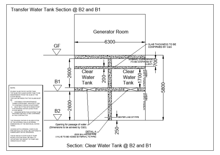 Clear Water Tank Design Details | PDF | Pipe (Fluid Conveyance) | Pump