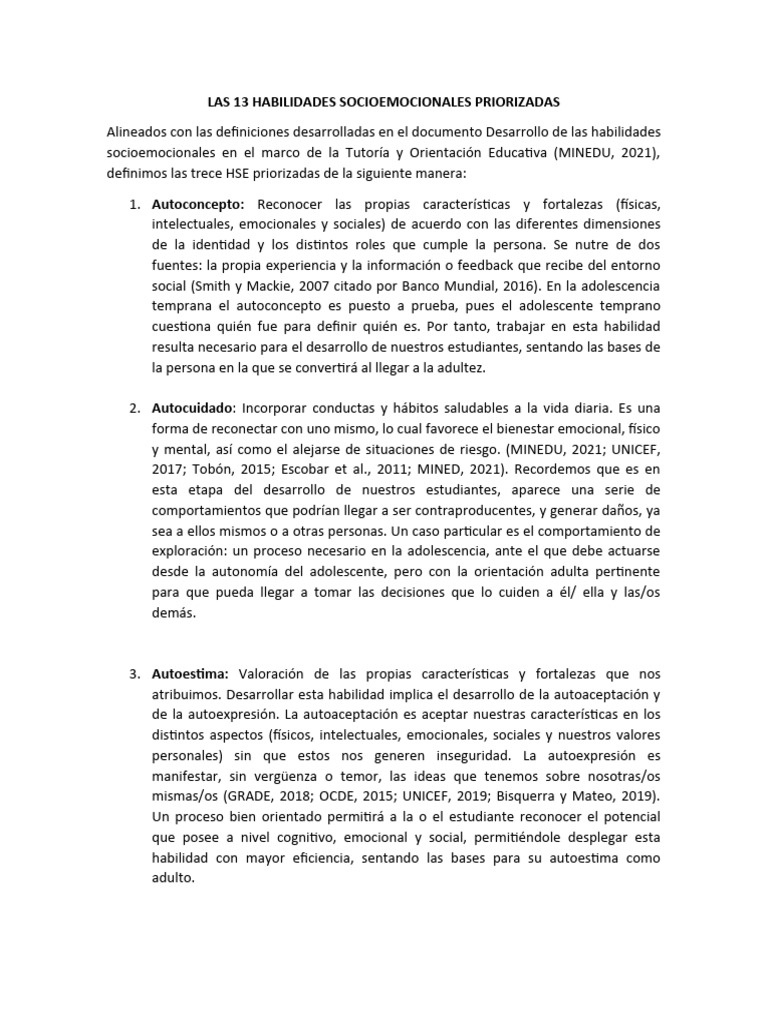 13 Habilidades Socioemocionales Clave | PDF | Las emociones | Adultos