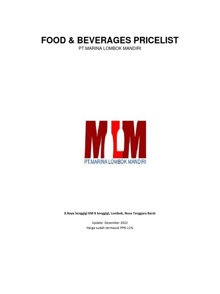 Food & Beverages Price List 2022 | PDF | Cream | Chili Pepper