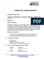 Curso Manejo Defensivo y Seguridad Vial