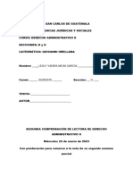 SEGUNDA COMPROBACION DE LECTURA DE DERECHO ADMINSTRATIVO II (Miercoles 22-3-23)