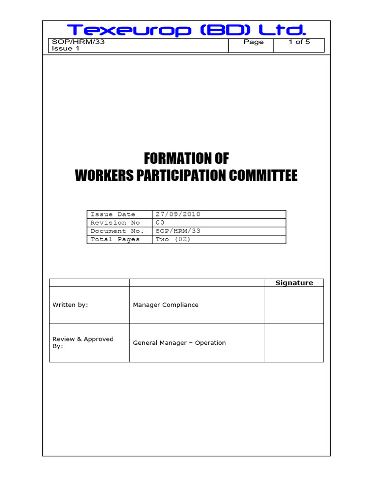 34 - Formation Workers Participation Committee | PDF
