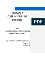 Características y Elementos Del Pagaré y El Cheque