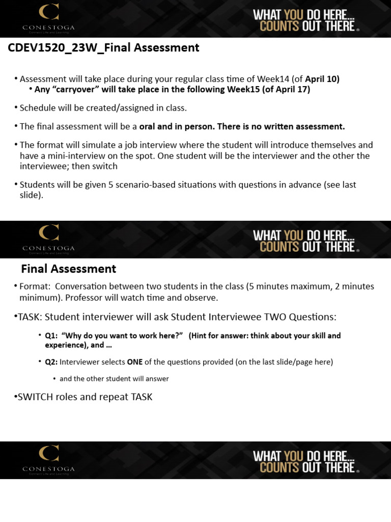 CDEV1520 - 23W-Final Assessment Information and Questions | PDF ...