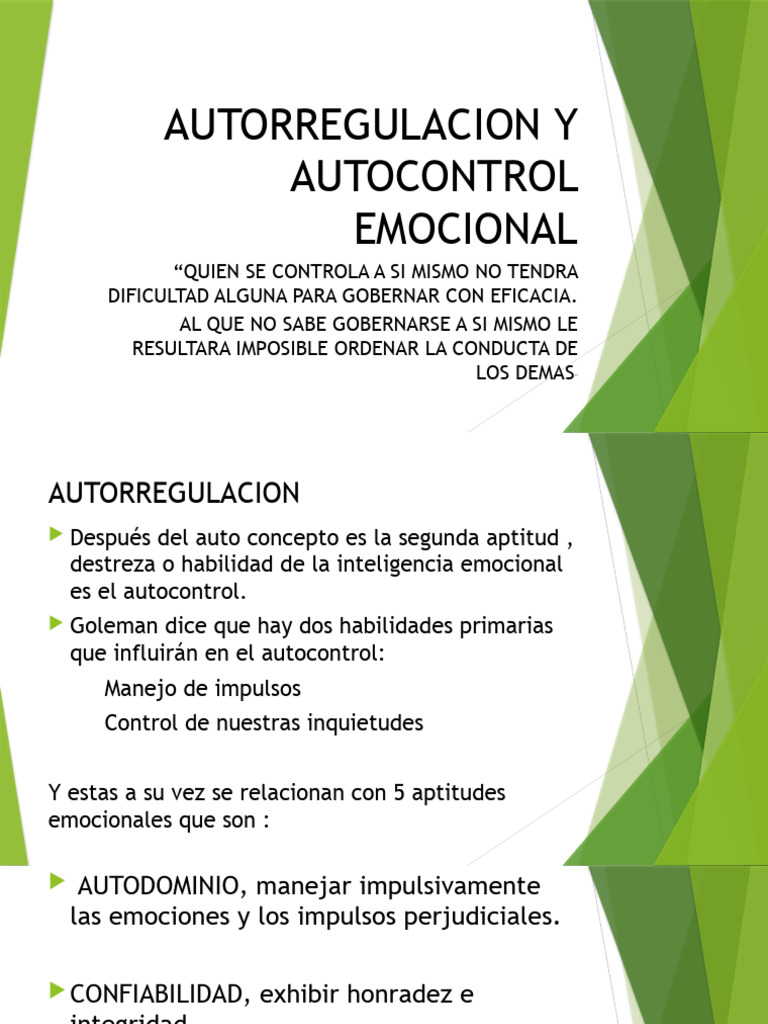 Autocontrol y Autorregulación | PDF | Las emociones | Autoorganización