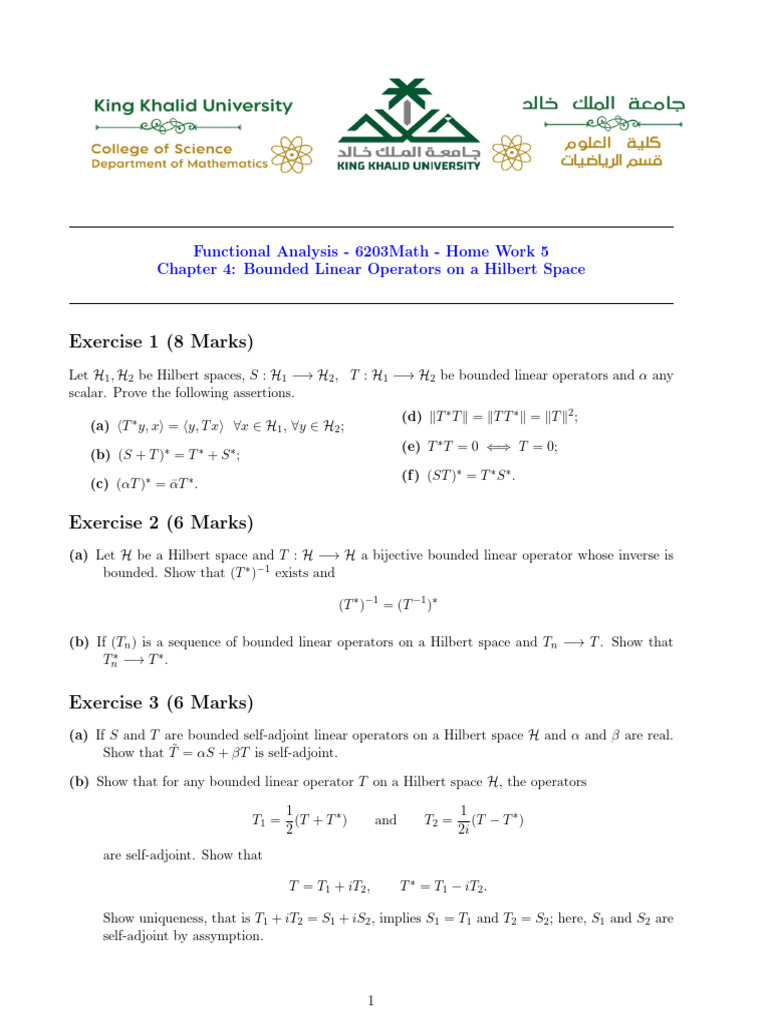 Bounded Linear Operators in Hilbert Spaces | PDF