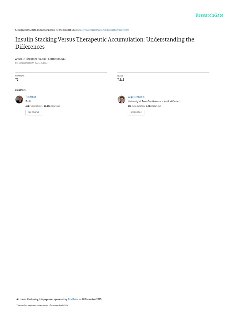 Insulin Stacking Versus Therapeutic Accumulation Understanding The