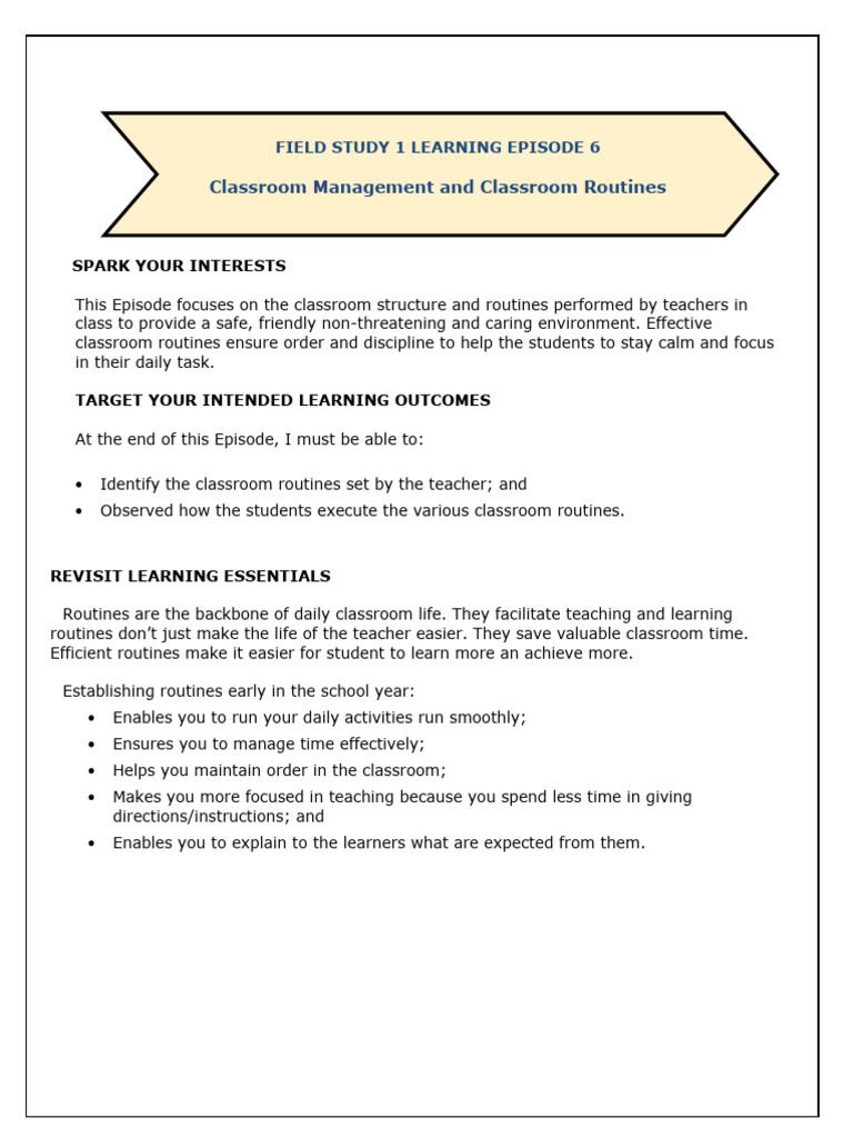 Classroom Routines for Teachers | PDF | Classroom | Classroom Management