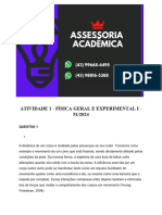 (43)99668 6495 Assessoria Atividade 1 - Física Geral e Experimental i - 51 2024