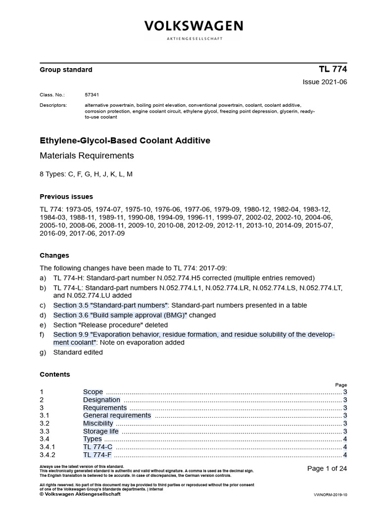 TL 774 en | PDF | Corrosion | Coolant