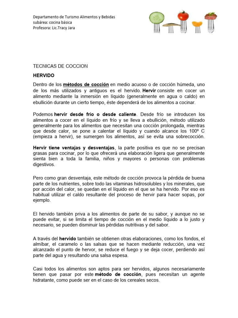 Tecnicas de Coccion 1 Parte | PDF | Estofado | Cocinando