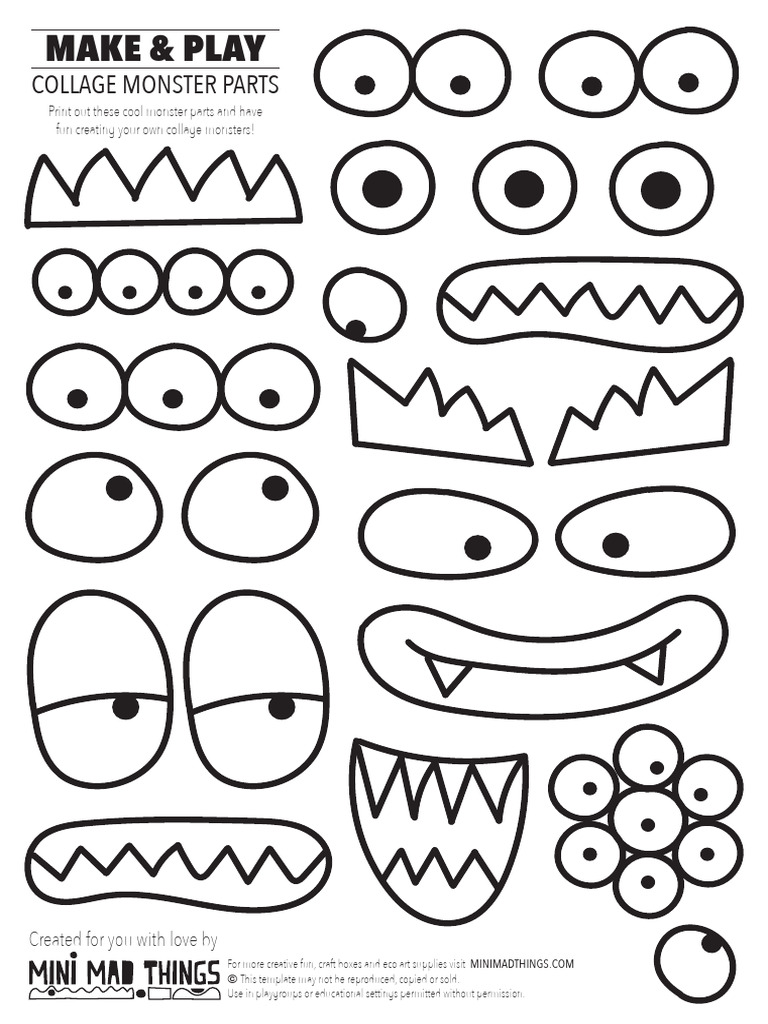 Printable Monster Parts for Collages | PDF
