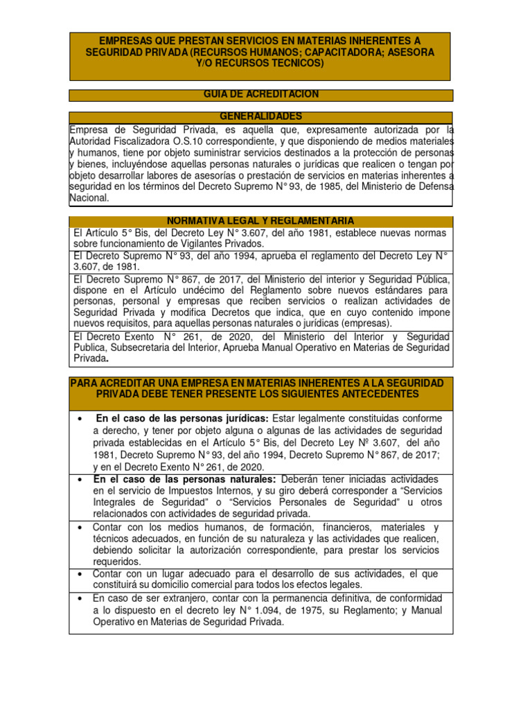 Acreditacion - Empresas Seguridad Privada | PDF | Documento de ...