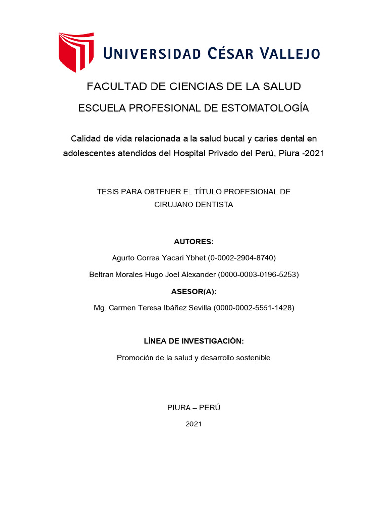 Calidad De Vida Relacionada A La Salud Bucal Y Caries Dental Hoy 27 De