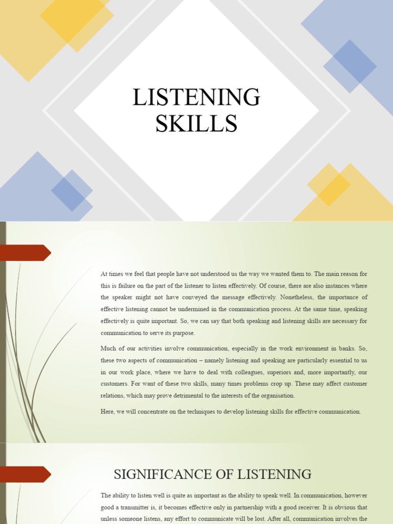 Enhancing Active Listening Skills | PDF | Hearing | Nonverbal Communication