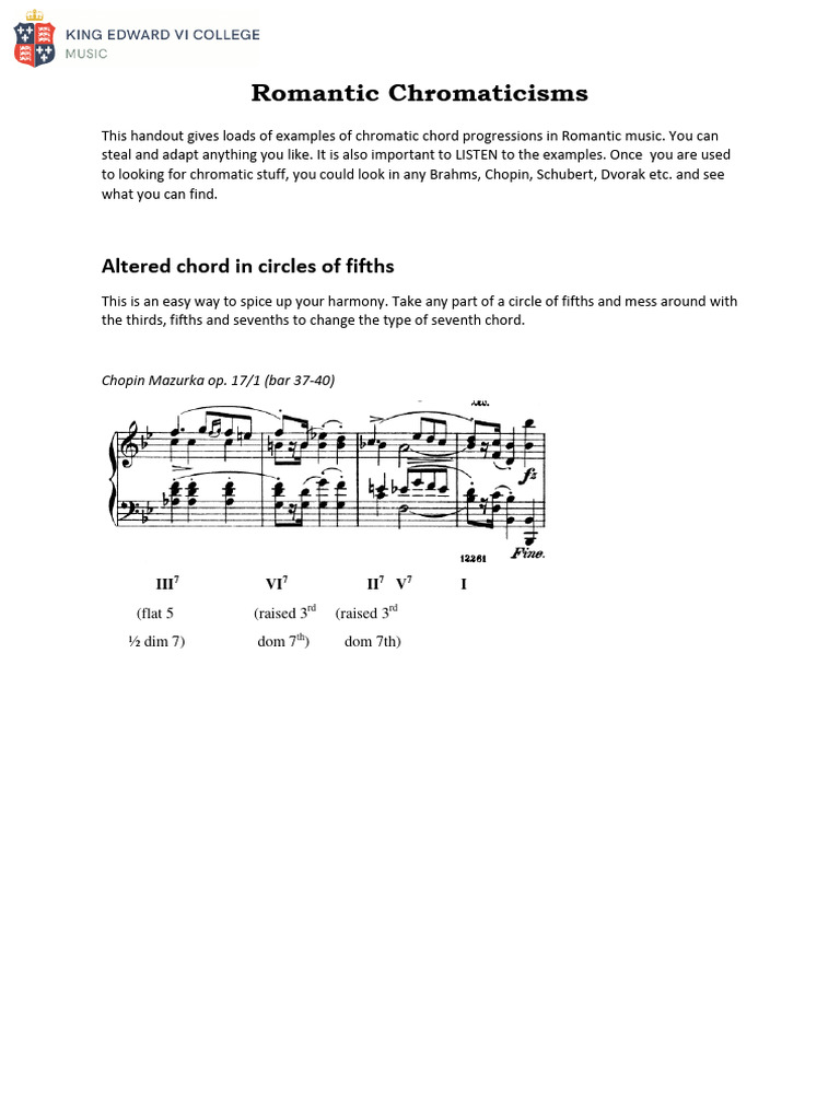 Chromatic Chord Progressions in Romantic Music | PDF | Chord (Music ...
