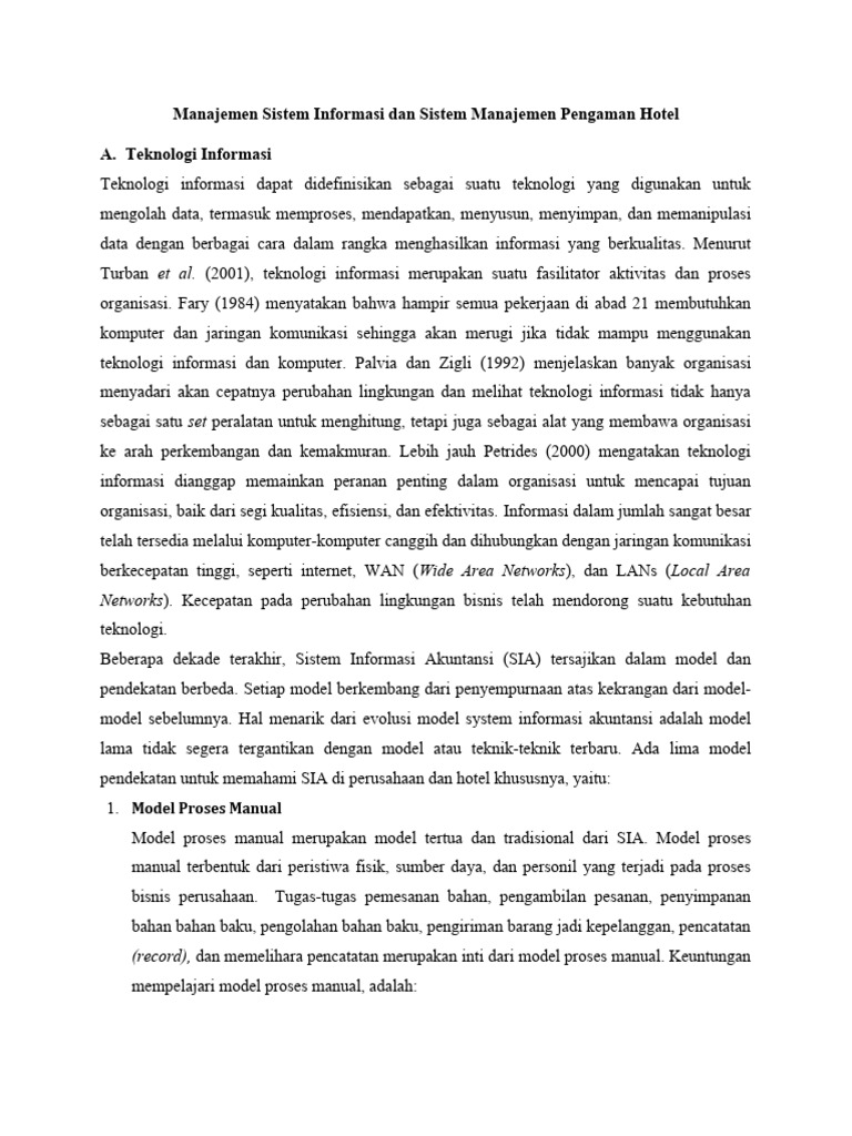 Manajemen Sistem Informasi Hotel Modern | PDF