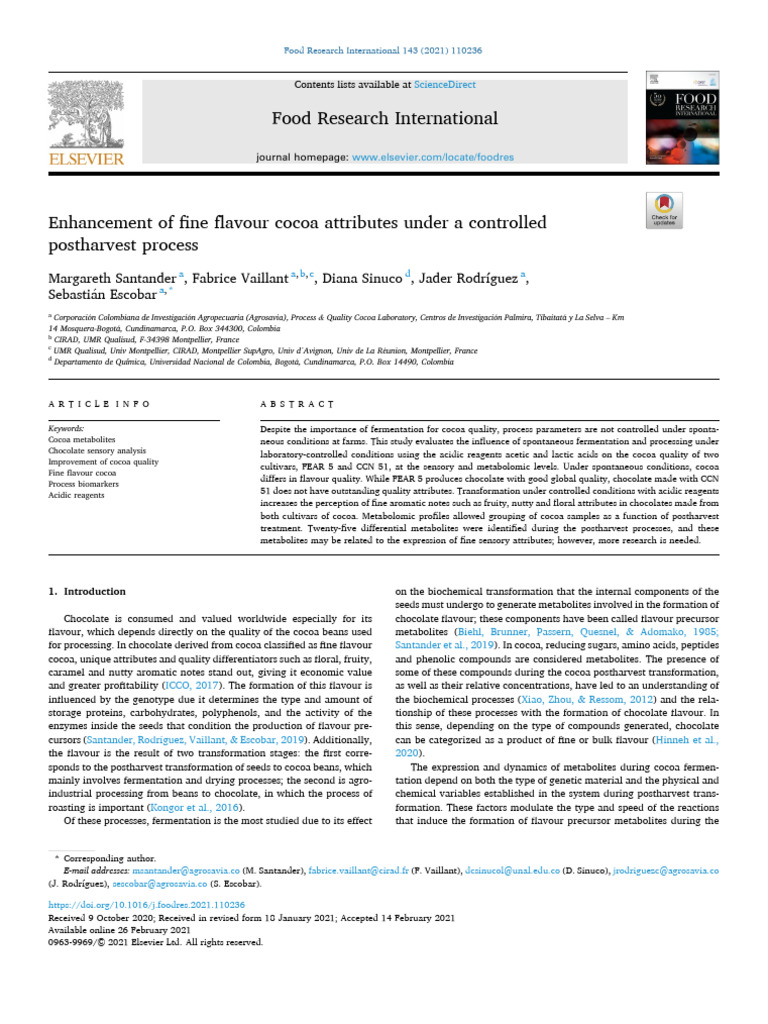 Enhancing Fine Flavour Cocoa Quality | PDF | Metabolomics | Chocolate