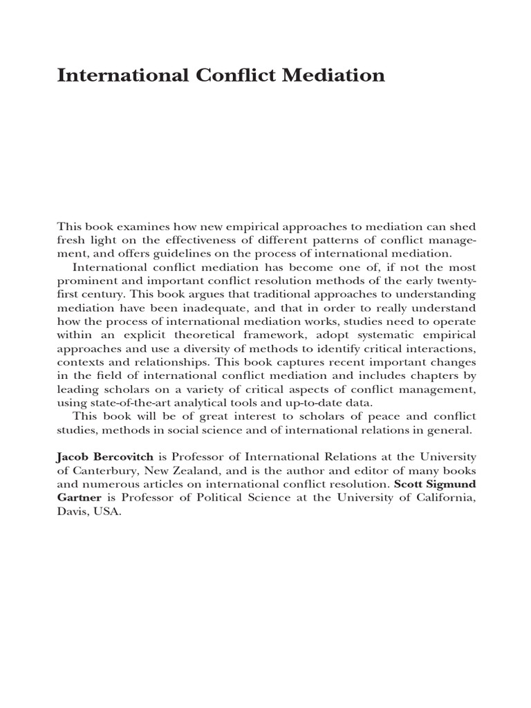 New Approaches to Conflict Mediation | PDF | Rationality | Mediation