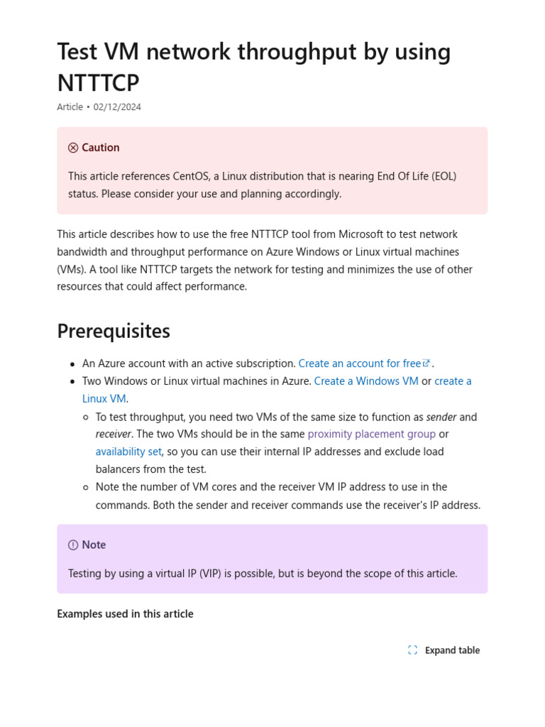 Test VM Network Throughput by Using NTTTCP - Microsoft Learn | PDF ...
