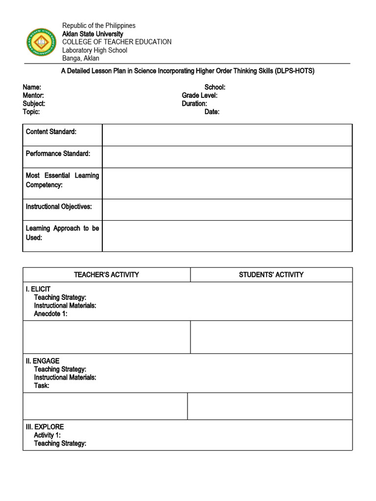 New Format of Lesson Plan | PDF