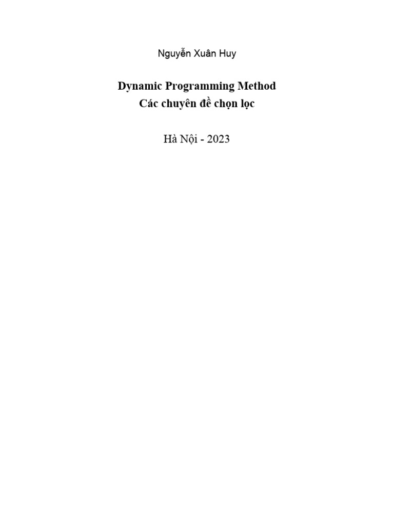 Dynamic Programming Pdf