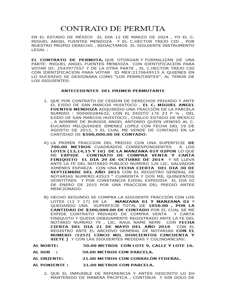 Machote Permuta Trejo | PDF