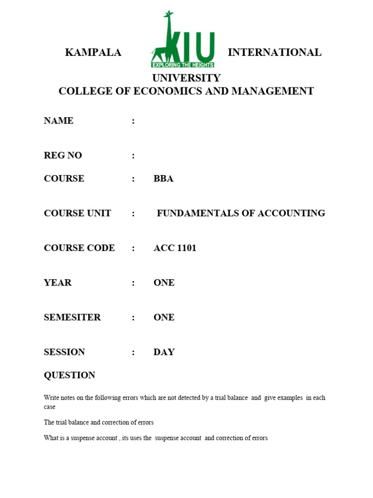 Errors of Accounts Two | PDF | Debits And Credits | Bookkeeping