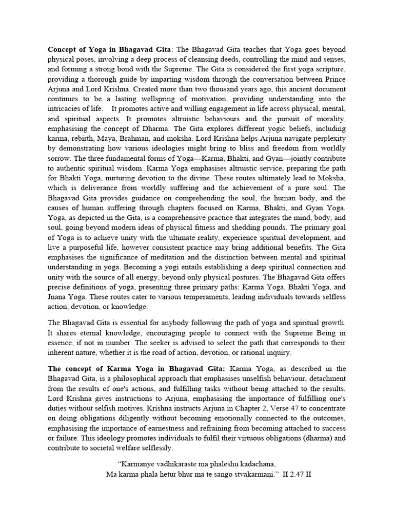 Yoga Concepts in the Bhagavad Gita | PDF | Bhagavad Gita | Yoga