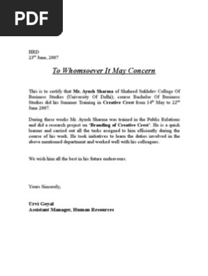 Training Certificate