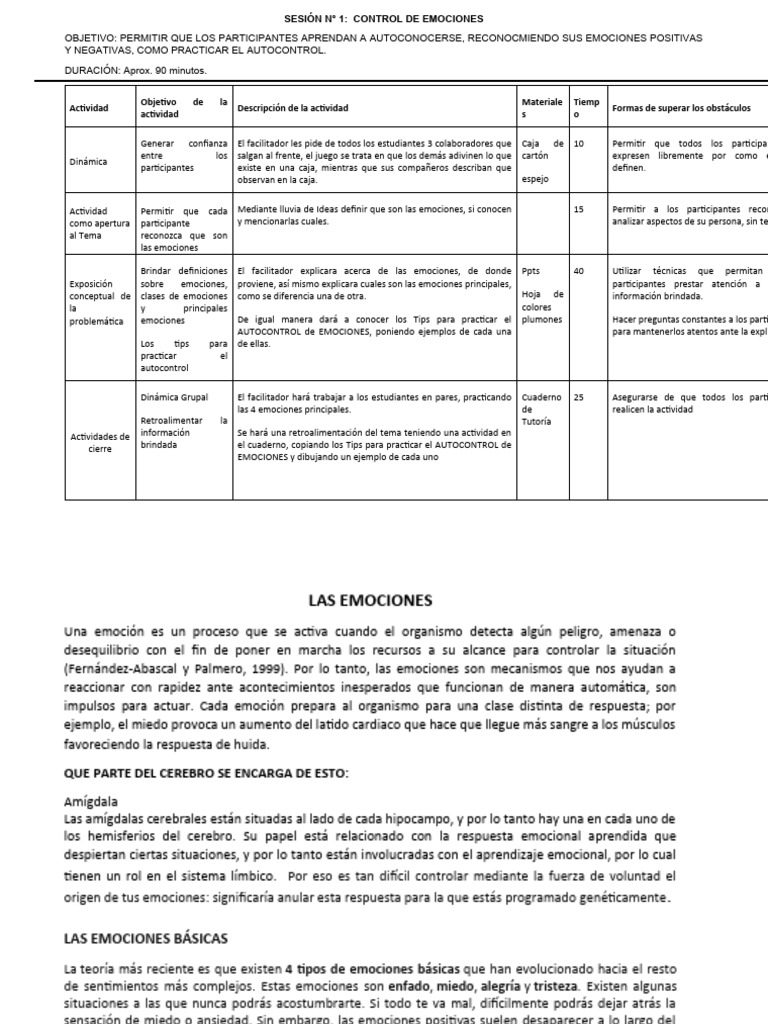 Control de Emociones y Autocontrol | PDF | Las emociones | Temor